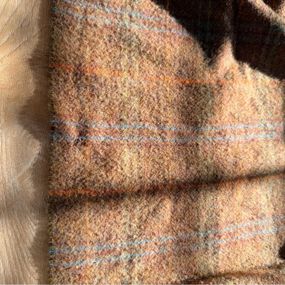 Vintage Scottish Wool Cashmere Herringbone Check Scarf Brown MacIntosh Scotland